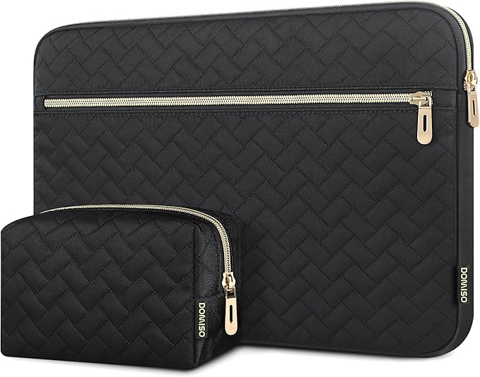DOMISO 15.6 inch Laptop Sleeve for MacBook Air M3 15 inch Laptop Case 15.6 inch Compatible with MacBook Air 15 inch Plus 15 MacBook Pro Protective Computer Sleeve 15 inch with Small Case,Black