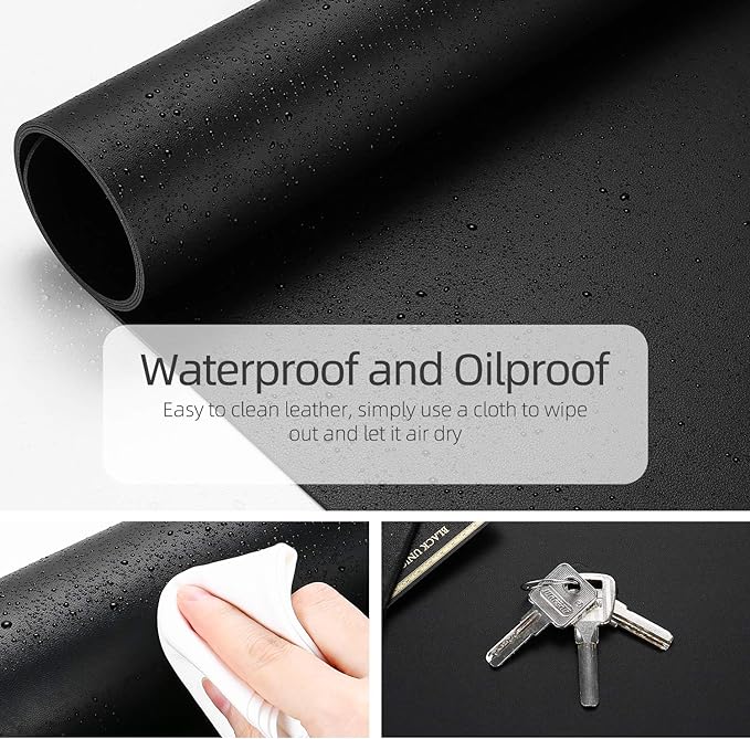 YSAGI Dual-Sided Desk Pad Protector, Desk Mat with Non-Slip - Waterproof PU Leather Office Desk Blotter for Mouse, Keyboard, Writing,31.5" x 15.7", Black