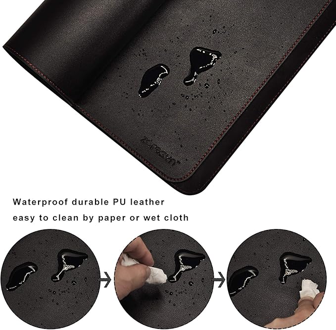 ZORESYN Office Desk Mat 78.7x39.4inch, Large Mouse pad Desktop Cover, Waterproof PU Leather Desk Blotter Protector with Non Slip Base for Home Office (Black)
