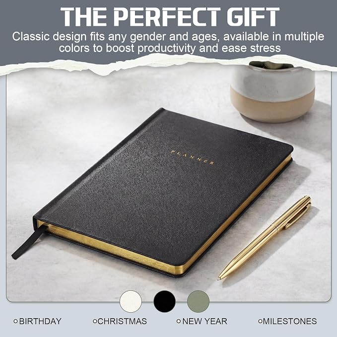 Productivity 3-month Planner Undated Daily Weekly Monthly Planner with Hardcover, Setting Guided Journal for Time Management, Habit Tracking, Self Care & Organization(Black)