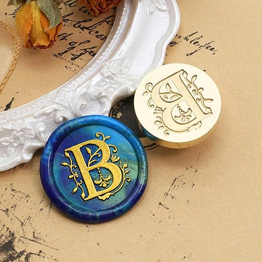 SWANGSA Initial Alphabet B Wax Seal Stamp Kit, Classic Retro Letter Sealing Stamp with 200pcs Sealing Wax Beads Kit for Wedding Invitations Cards Envelopes (B)