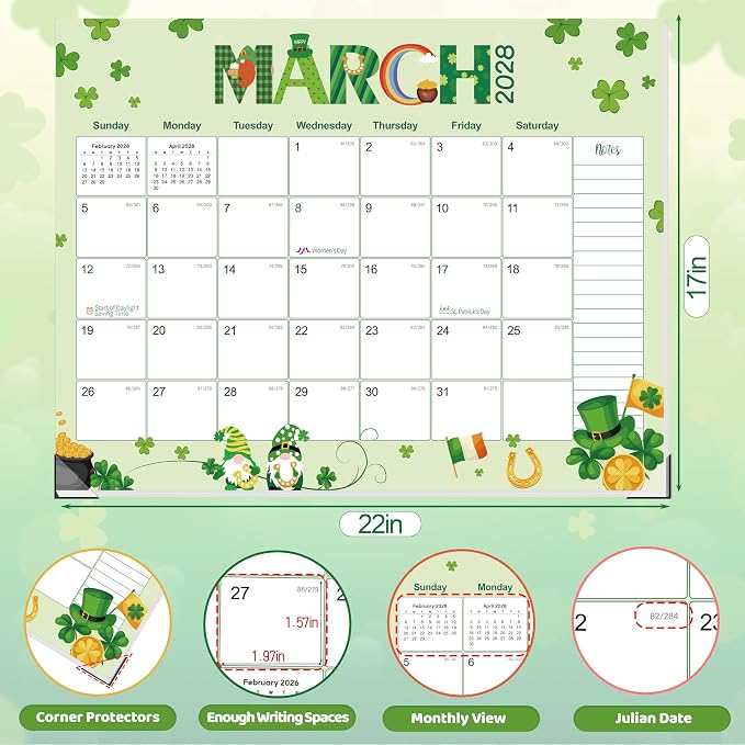 GuassLee Desk Calendar 2026-2029,36 Months 22" x 17" Large Calendar from June 2026 to May 2029,Desktop/Wall Monthly Planner with Julian Date and Thick Paper for Office Home School