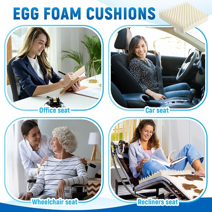 Geiserailie 1 Pcs Egg Foam Pad Eggs Chair Cushion to Relieve Back Foam Christmas Seat Cushion Chair Accessories Pad for Office Recliner Wheelchair Home Car (Egg,Beige)