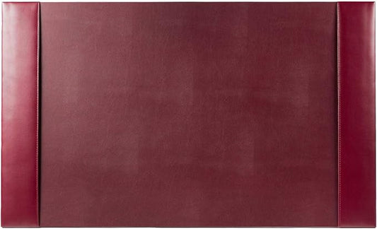 DACASSO Bonded Leather Desk Pad with Side Rails - Luxury Leather Desk Blotter for Writing - Padded Executive Desk Surface Protector - ( Burgundy, 30” x 18”)