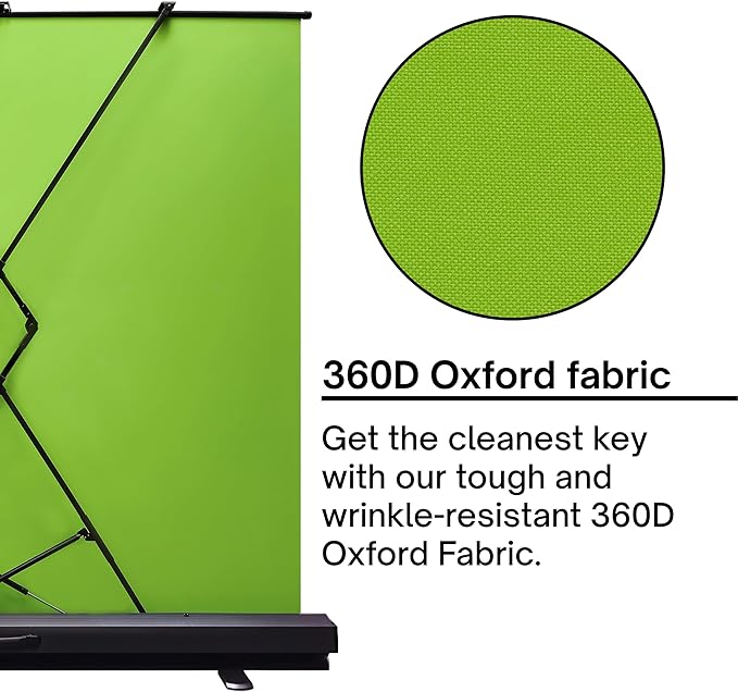 [Wide Version] Pixio Green Screen Extra Large Backdrop 78" L x 78" W - Free Standing, Portable, Collapsible, Auto-Locking Green Screen Background for Photoshoots, Filming, Streaming, TikTok, Zoom