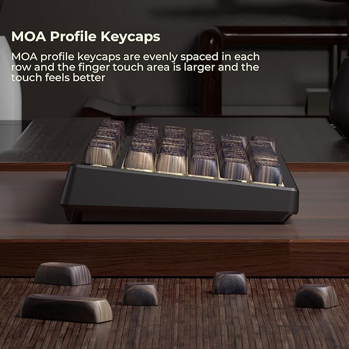 OHY XVX Wood Keycaps,MOA PBT Keycaps Dye-Sublimation 130 pcs Keycap Set for Mechanical Keyboard 61/64/75/84/87/104/108 Layout with Key Puller, Walnut Textures