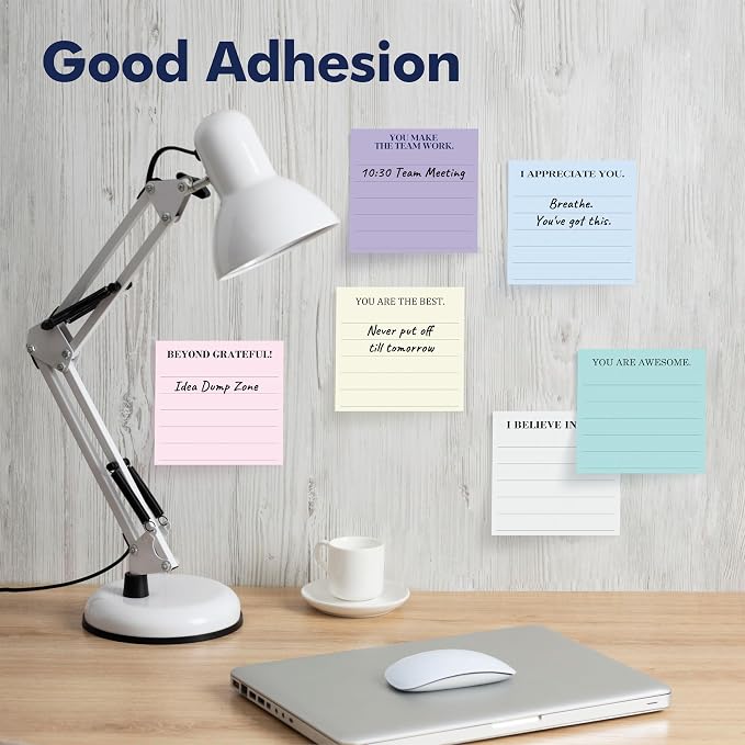 18 PCS Inspirational Sticky Notes with Lines, Adhesive Note Pads Motivational Fun Notepads, Employee Appreciation Gifts Bulk for Teacher, Nurse, Coworkers, Office, Work & Study Supplies (3” x 3“)