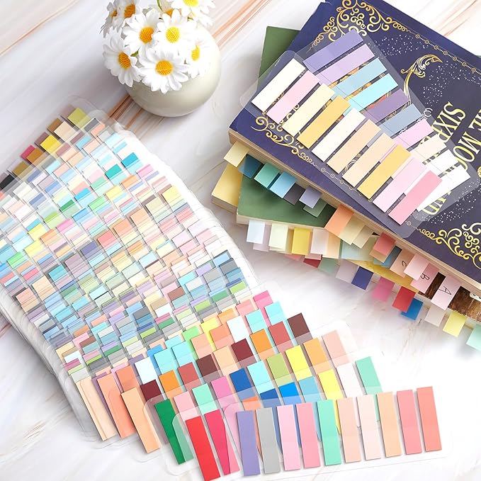 ReliThick 9600 Pcs Annotation tabs Sticky Tabs for Books Transparent Sticky Notes 48 Color Writable Page Markers Book Flags Strip for Annotating Reading Supplies Bookish Gift