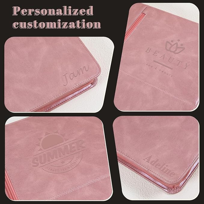AZXCG Personalized Leather Portfolio,Free Engraved Name,Padfolio for Women Organizer with Zippered, A4 Notepad Holder, Portfolio with Handle,Business Portfolio with A4 Writing Pad,Gift for Men&Women