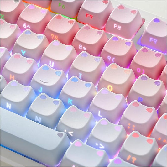 OHY XVX Lumicat Mao Profile PBT Keycaps, 113 Keys Double-Shot Dye-Sublimation Side Printed Taro Keycap Set, Ergonomic Mao Profile Custom Keycaps Compatible with MX Switches Mechanical Keyboard