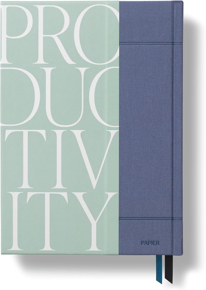 Papier Modern 16-Week Undated Productivity Planner | Serif Fabric Hardcover | Planning & Motivation Essential | Daily, Weekly Goal Setting | Plan Fitness, Health, Business & Life Success | A5 Size