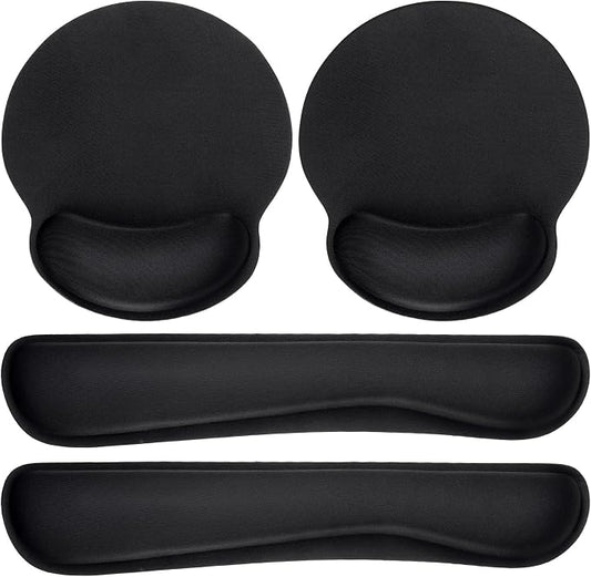 Yunsailing 4 Pcs Ergonomic Mouse Pad and Keyboard with Wrist Support Set Soft Smooth Gel Rest Comfortable Memory Foam for Easy Typing Gaming Computer Laptop Office Home