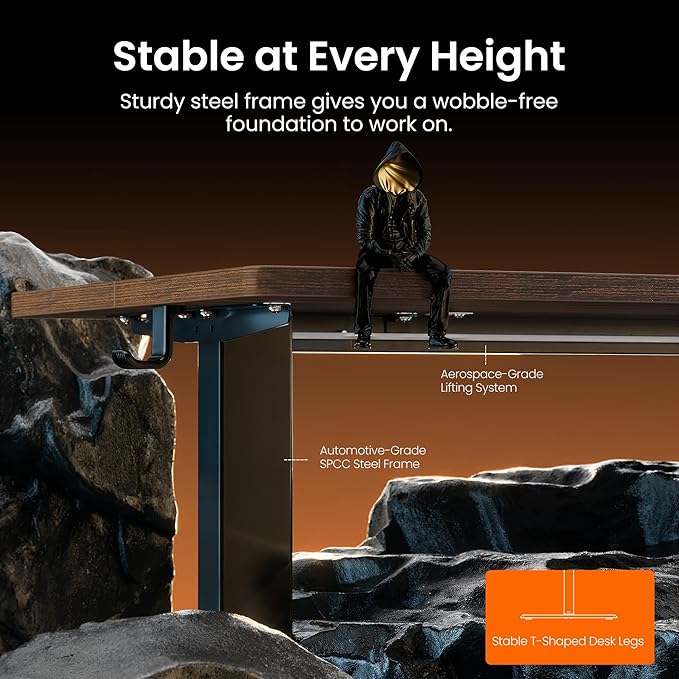 ErGear Height Adjustable Electric Standing Desk, 44 x 24 Inches Sit Stand up Desk, Memory Computer Home Office Desk, Dark Walnut