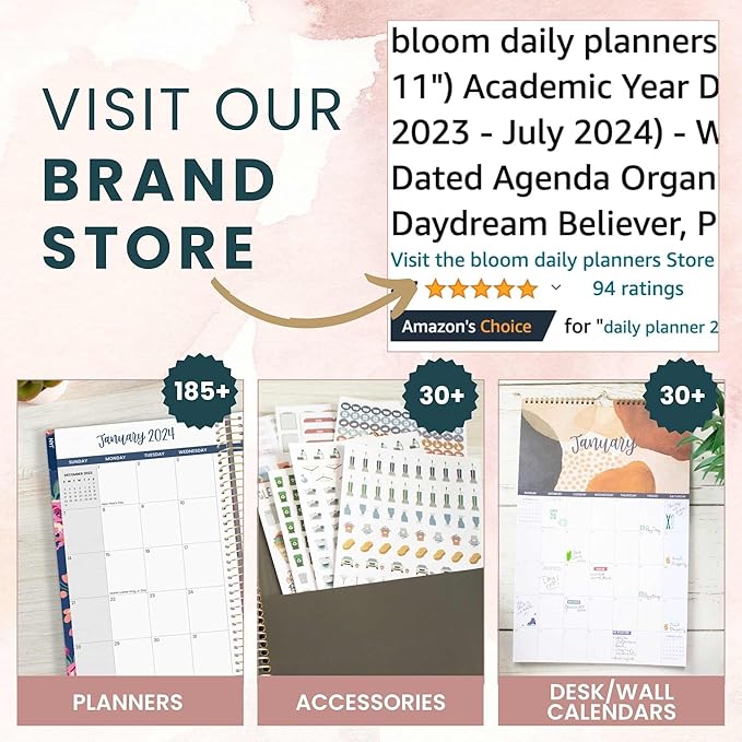 bloom daily planners New Undated Bound To Do List Notebook - Hardcover Spiral Page A Day Daily Planner with Task & Appointment Tracking - 8.25" x 6.5" - Daydream Believer