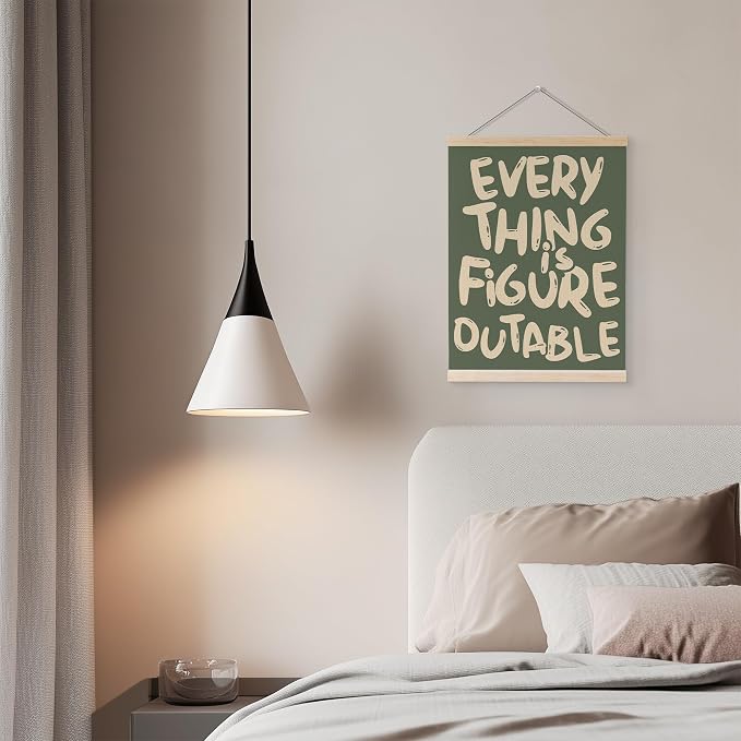 YQDEJ Everything is Figureoutable Inspirational Wall Art Poster Hanger Frame, Positive Affirmations Wall Decor, Motivational Wall Art for Home Office Classroom, 16x24 Inch