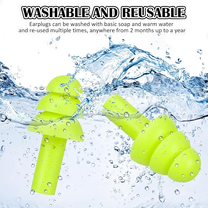 24 Pairs Neon Green Ear Plugs Bulk NRR 29dB Reusable Silicone Ear Plugs with Plastic Cases Soft Foam Plug for Sleeping Noise Cancelling Concerts Shooting Swimming Noise Reduction