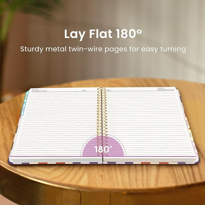 Large Spiral Lined Notebooks for Work with Removable Dividers & Tabs, 8.5"x11" Pretty Hardcover 5 Subject Notebook Journal for Women, College Ruled, Perfect for Study & Office Organization, 280 Pages,Checkered