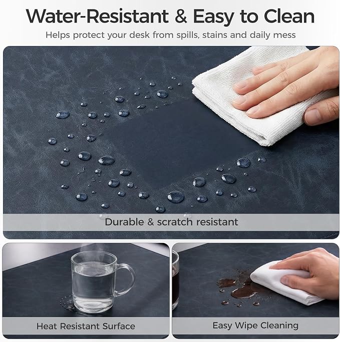 Magnetic Desk Mat System with Wrist Support 80×40cm, Premium Leather Desk Pad with Magnetic Accessories, Waterproof Non-Slip Desk Organizer for Office & Gaming