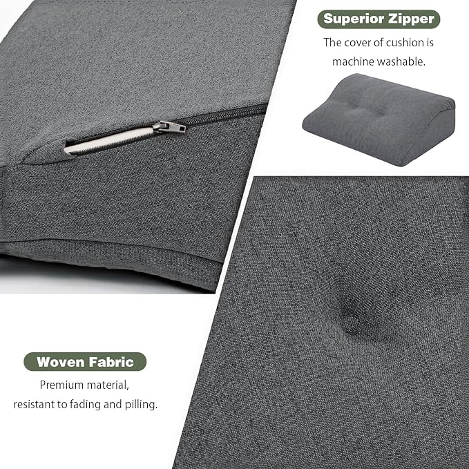baibu Lumbar Support Pillow for Recliner, Large Memory Foam Dual-Layer Patent Design Back Support Cushion for Sofa & Gaming Chair, Ergonomic Lumbar Pillow with Machine Washable Cover, Dark Grey, 1P