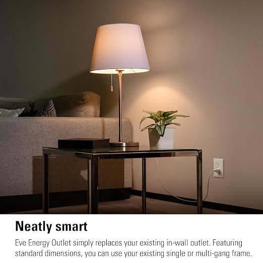 Eve Energy Outlet (Matter) – Smart Outlet & Power Meter, App & Voice Control, No Bridge, Thread, Works with Apple Home, Alexa, Google Home, SmartThings, 100% Privacy, Requires Thread Border Router