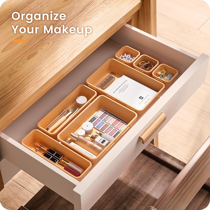 A-LUGEI【𝟰𝟲𝗣𝗖𝗦】【5 Size】Tool Box Organizer Tray Divider Set, 【Orange】 Desk Drawer Organizer,Garage Organization and Storage Toolbox Accessories Rolling Tool Chest Cart Cabinet WorkBench Part