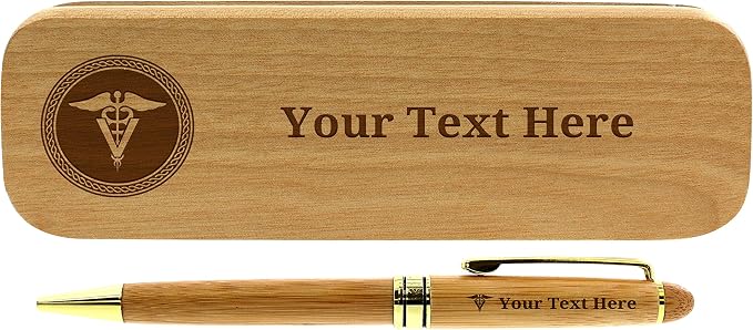 Personalized Veterinarian Gifts Vet Pen Set Personalized Engraved Bamboo Wood Gift Pen Case Set