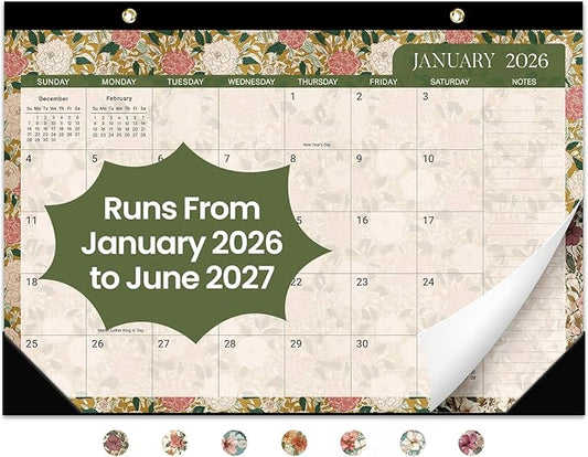 2026 Desk Calendar, 18-Month Calendar Runs from January 2026 to June 2027, 17" x 12" Desktop or Wall Calendar, Perfect Monthly Calendar Planner for Home, Office, or School - Garden Repose