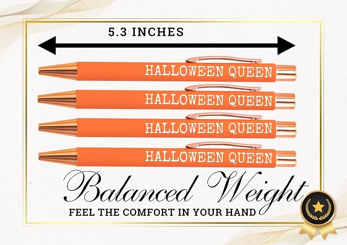 InnoBeta Halloween Gifts for Women Hostess Adult, Ballpoint Pen Set of 4 for Party Supplies, Decorations, Halloween Queen