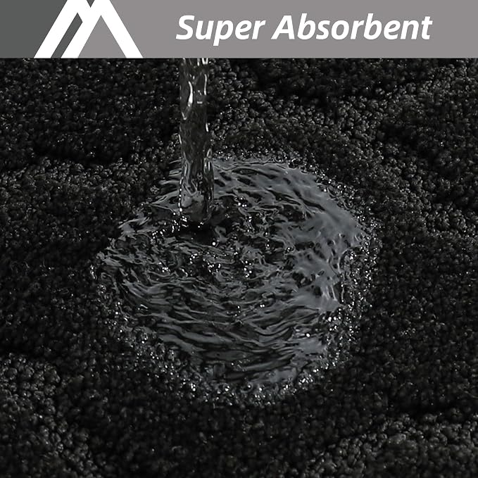 COSY HOMEER Soft Kitchen Rugs and Floor Mats for in Front of Sink Super Absorbent 20"x59" Non-Skid Standing Washable,Polyester,Black