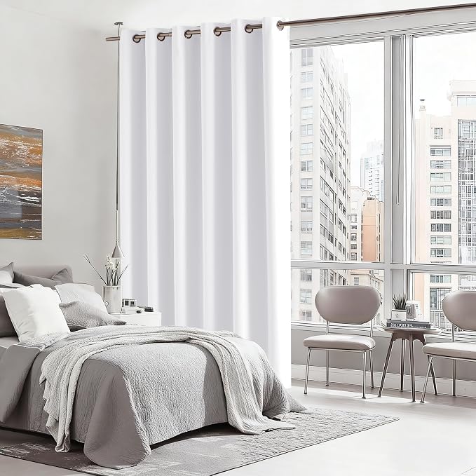 RYB HOME Blackout Thermal Insulated Curtains, Portable Curtain for Sliding Glass Door/Storage/Space Room Divider, Large Window Treatment Room Divider Panel, W80 x L84, Pure White, 1 Panel