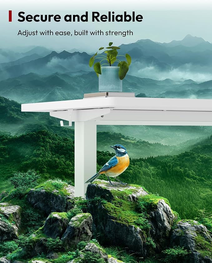SANODESK One-Piece Electric Standing Desk, Seamless 40 x 24'' Ergonomic Height Adjustable Sit Stand Desk with Memory Presets for Home Office Computer Workstation, White Frame/White Top