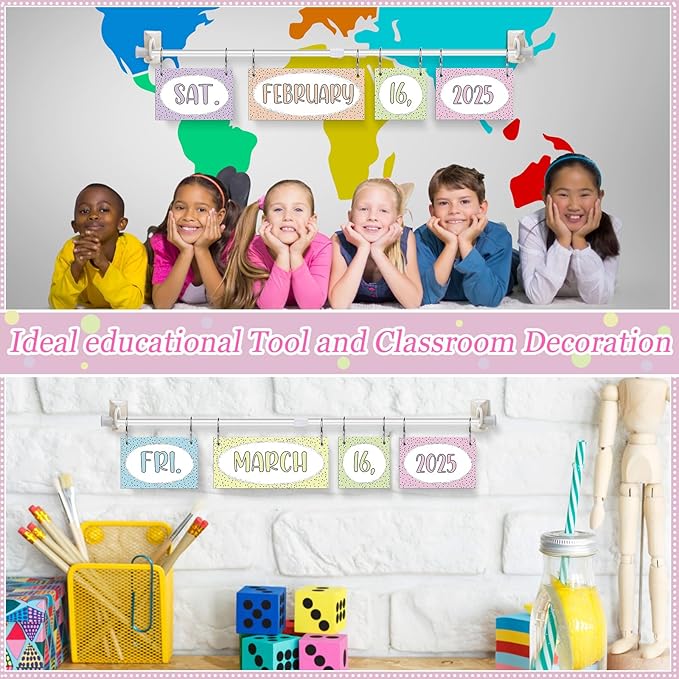 Pastel Flip Calendar Bulletin Board Set Colorful Pastel Flip Calendar with Adjustable Holder 54 Date Cards for Classroom Home Decor Back to School Supplies