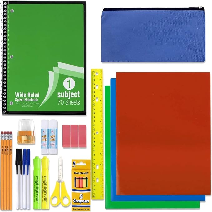 Trailmaker 720 Pack Bulk School Supply Kits | 30 Piece Classroom Supply Sets for Elementary & Middle School | Notebooks, Pencils, Crayons & Essentials | Ready-to-Distribute Kits for Teachers, Districts & Organizations