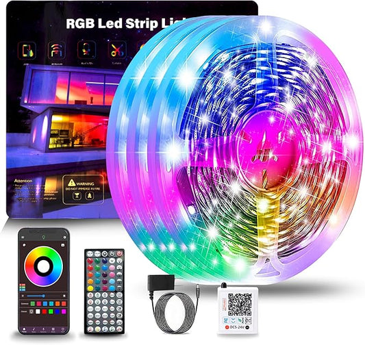 290FT LED Lights for Bedroom, RGB LED Strip Lights Music Sync Color Changing Effects, DIY Cuttable Led Light Strip with Remote and App Control Led Lights for Room Decor (3 Rolls of 97ft)