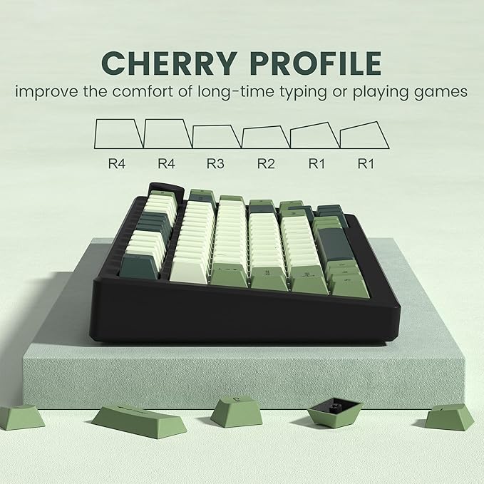 dagaladoo Keyboard keycaps Set, Double Shot PBT keycaps,Cherry Profile Custom Key caps 60 65 75 100 Percent for Cherry-mx Full Size Retro Mechanical Keyboard,Matcha Green