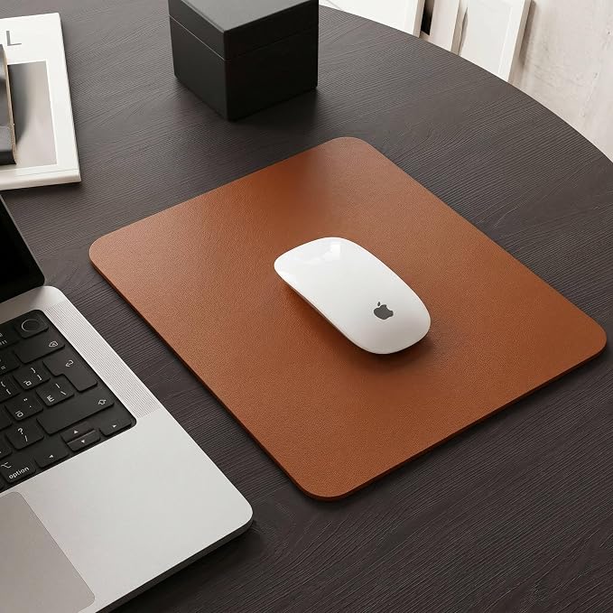Leather Desk Pad Protector, Waterproof Mouse Pad, PU Desk Mat, Office Desk Cover, Desk Writing Mat for Office/Home/Work/Cubicle (Brown/Gray) 9x8 in