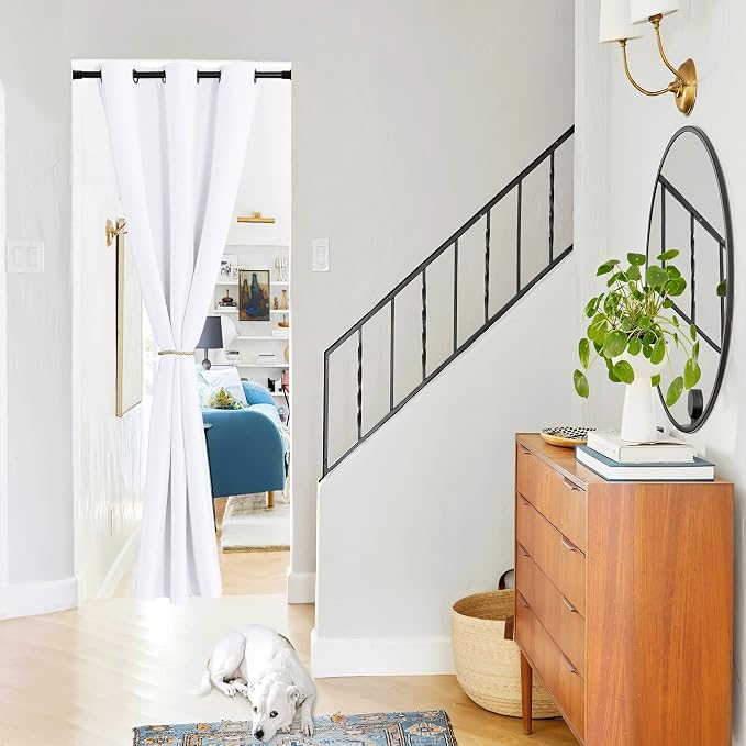 NICETOWN Pure White Room Darkening Curtains for Bedroom, Thermal Insulated Grommet Window Curtains for Bathroom, French Door Curtain for Doorway, 42" Width x 95" Length, 1 Panel
