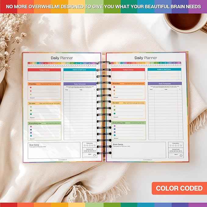 ADHD Daily Planner for Neurodivergent Adults - Productivity Daily Planner & Task Management to Stay Organized and Focused (Colorful)