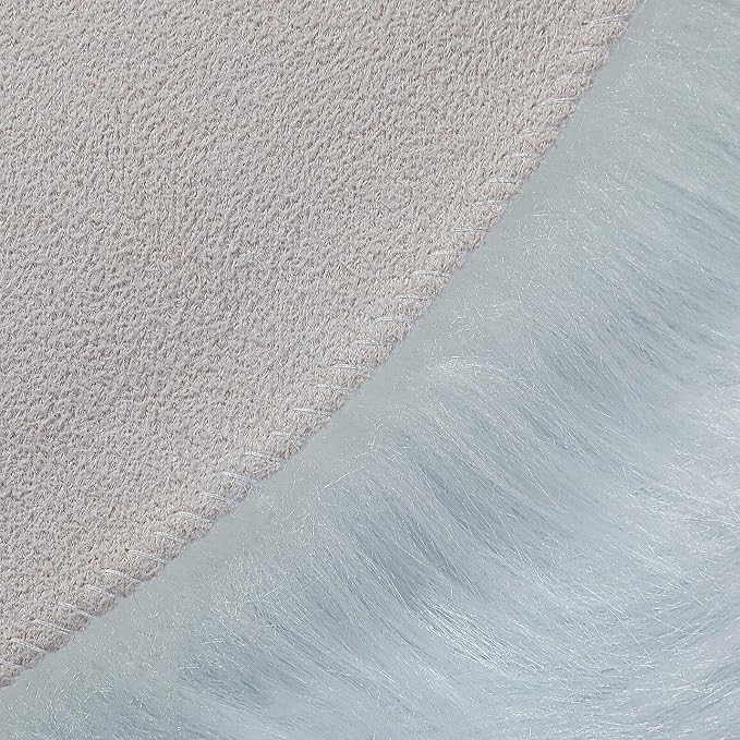 linmopm Faux Fur Sheepskin Rug, White, 4x6 ft | Shag Fluffy Fuzzy, High-Density Cushion, For Bedroom Bedside Living Room, Plush Carpet, Sofa Cover