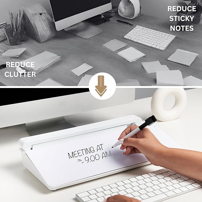 GAROOD Desktop Dry Erase Board with Storage Wireless Charger LED Lamp Desk White Board Desk Board Glass Board with Stand Home Office Organizer Phone Holder 15.8X7X2 inches