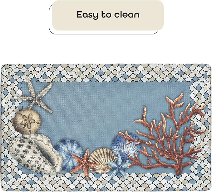Anti-Fatigue Floor Comfort Mat - 18 x 30 Inch (Coastal) - Waterproof Non-Slip Rug - Easy to Clean Cushioned Mat for Kitchen, Bathroom, Standing Desk & Office - Achim Home Decor