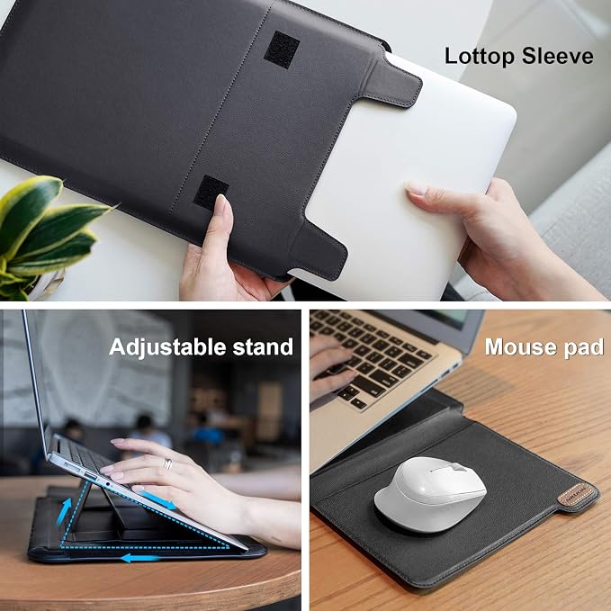 Nillkin Laptop Sleeve 15.6 inch (3-in-1), MacBook Sleeve with Adjustable Stand & Mouse Pad, 2 Stand Modes, 15 inch Laptop Case, Slim MacBook Accessories for Samsung/Surface/Chromebook 13-15.6'', Black
