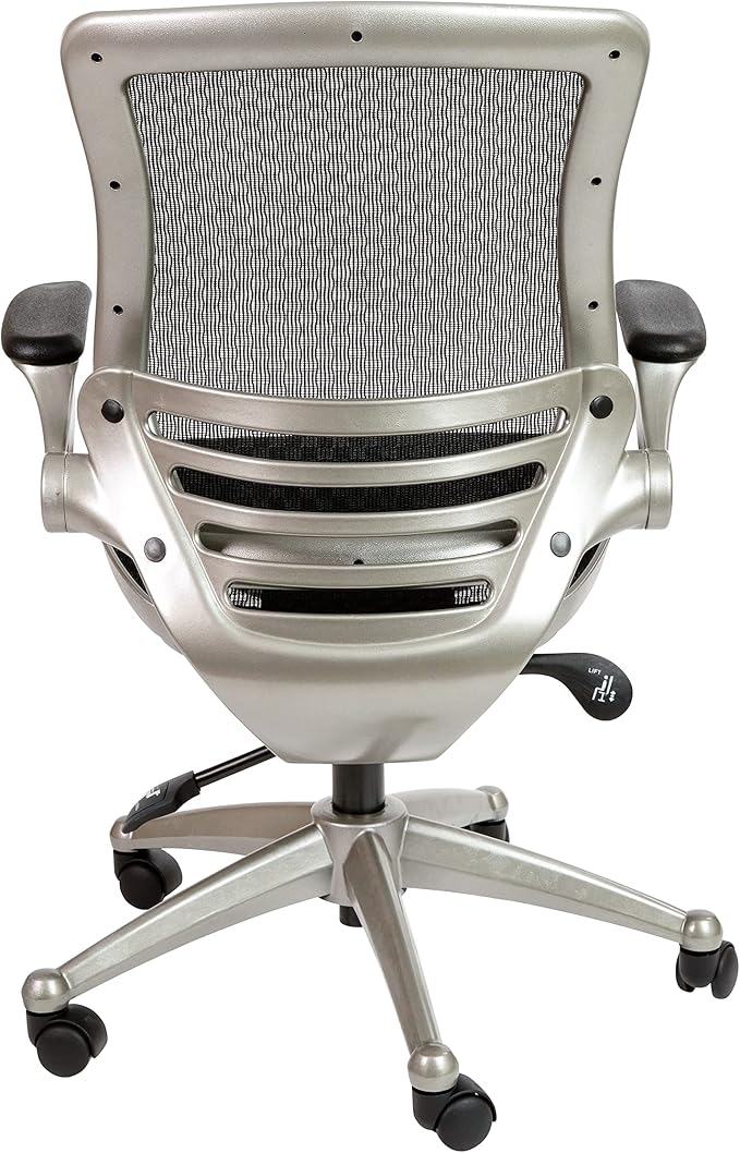 Flash Furniture Warfield Mid-Back Transparent Black Mesh Executive Swivel Office Chair with Graphite Silver Frame and Flip-Up Arms