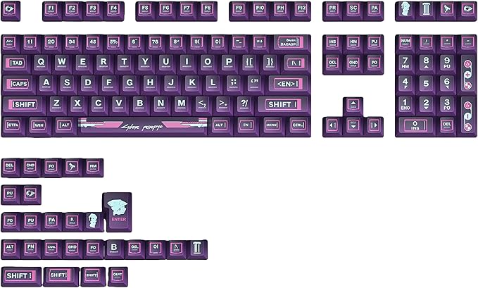 PBT Keycaps Set, ERA75 135 Key Caps,Dye-Sublimation, Cherry Profile Custom Keycap for 61/64/68/84/87/100/104/108 Mechanical Keyboard, Compatiability for 60 65 75 100 Percent Keyboads, Purple
