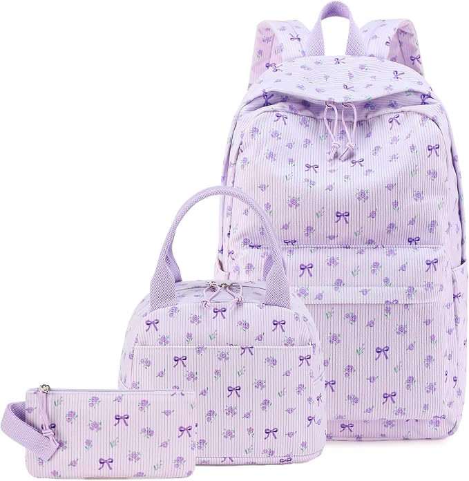 Bluboon School Backpack Set Girls Womens Laptop Bookbag Casual Daypack Fits 15 inch Laptop with Lunch Tote Bag and Pencil Bag