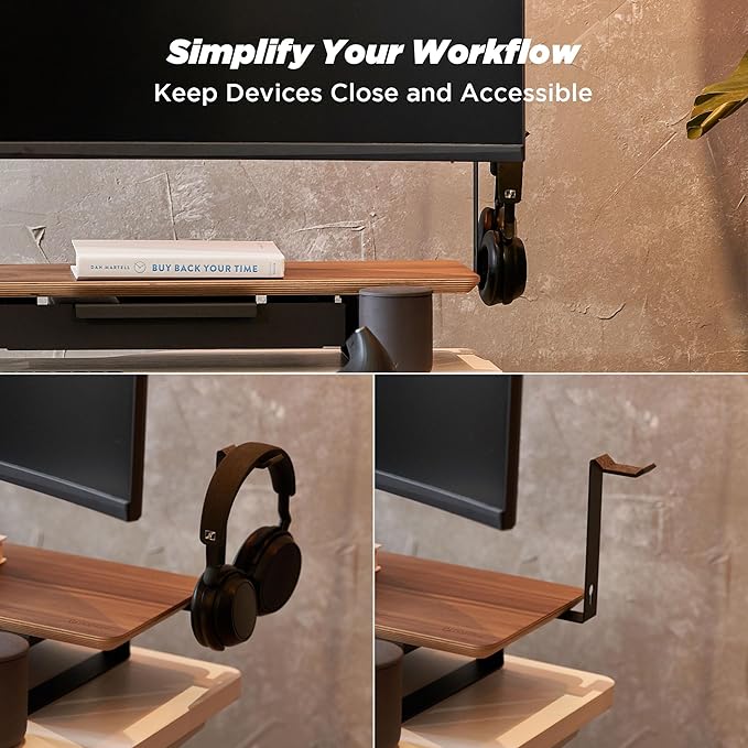 Moodular Headphone Stand Add-On for Slide Rails, Do Not Use Alone | Accessory Only, Dedicated Headphone Spot, Ergonomic & Accessible, Strong & Durable, Sleek & Minimalist, Black, MSA-HS
