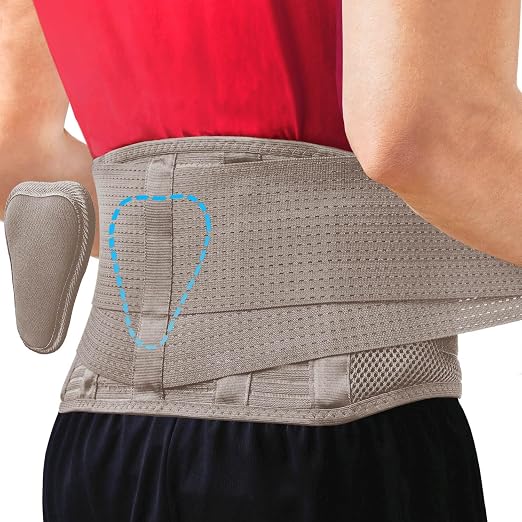 Sparthos Back Brace for Women & Men, Sciatica, Lower Back Pain - Taupe-LG