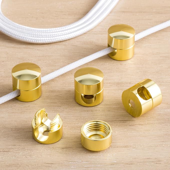 SmallCat 5 Sets Charger Holders for Cords, Gold Adjustable Cable Anchor Holders, Adhesive Metal Cord Clips, Cable Management Wire Organizers for Desk, Office, Nightstand