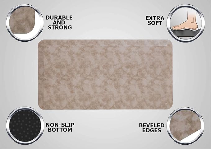 Mabel Home Anti Fatigue Floor Mat- 3 Size(20x32 & 20x39 & 24x70),16 Colors - Standing Desk Mat-Kitchen Floor Mat-Stain ResistantHome Non-Slip Bottom, Extra Soft (Cappuccino, 20" x 32")