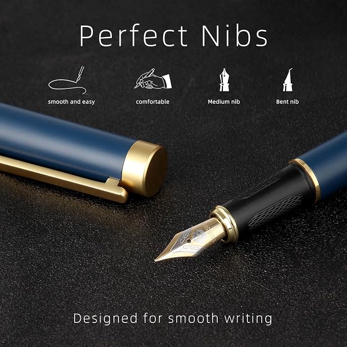 Fountain pen, Stunning luxury pen, Nice pen gift, pure copper heavy feel Office Executive Pen Smooth Writing Pens for Men Funcy Pens with Gift Case 10 black cartridges (Red)